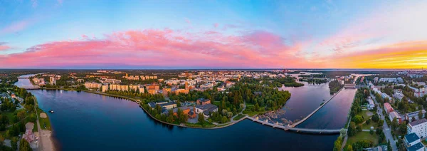 stock image Sunset panorama view of Finnish town Oulu.