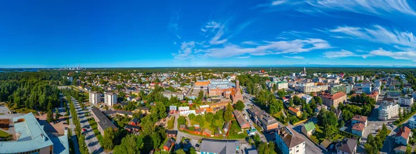 Panoramablick Auf Bunte Holzhäuser Neristan Bezirk Der Finnischen Stadt Jakobstad — Stockfoto
