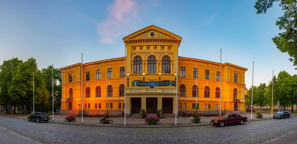 Sonnenuntergang Blick Auf Das Rathaus Der Finnischen Stadt Vaasa — Stockfoto