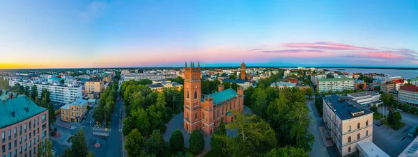 Zonsondergang Uitzicht Vaasa Kerk Trinity Church Finland — Stockfoto