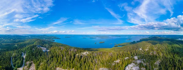 stock image Panorama view of archipelago at lake Pielinen at Koli national park in Finland.