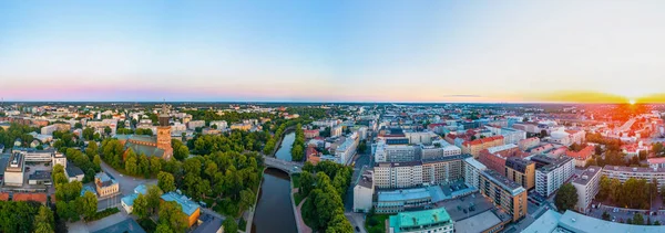 Widok Zachód Słońca Katedry Turku Finlandia — Zdjęcie stockowe