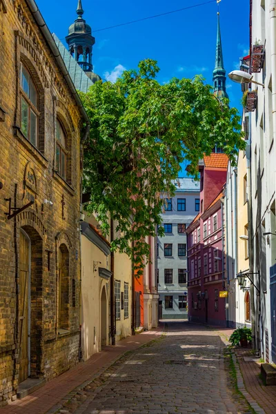 View Colourful Street Old Town Riga Latvia — Foto Stock
