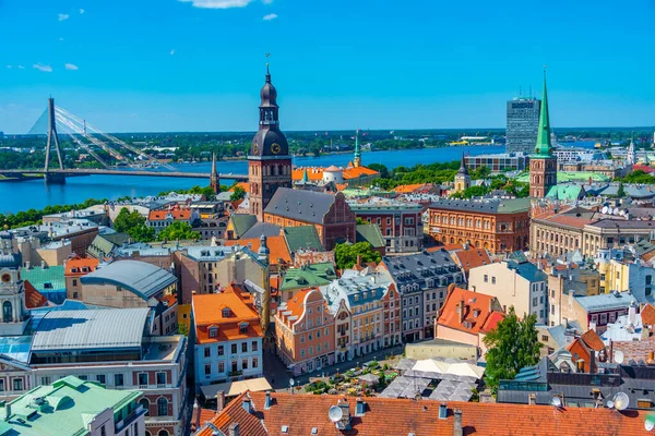 Vista Aérea Del Centro Capital Letona Riga — Foto de Stock