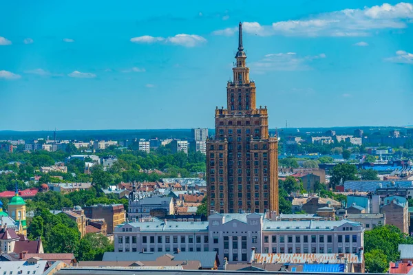 Vista Aérea Capital Letona Riga Con Academia Ciencias Letonia — Foto de Stock