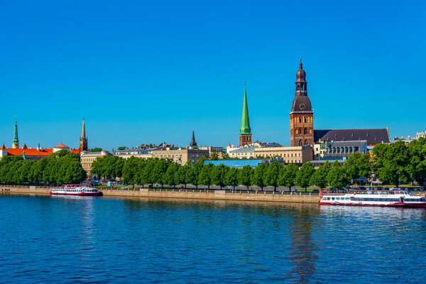 Panorama of riga including the Riga castle, cathedral and saint James church, Latvia. .