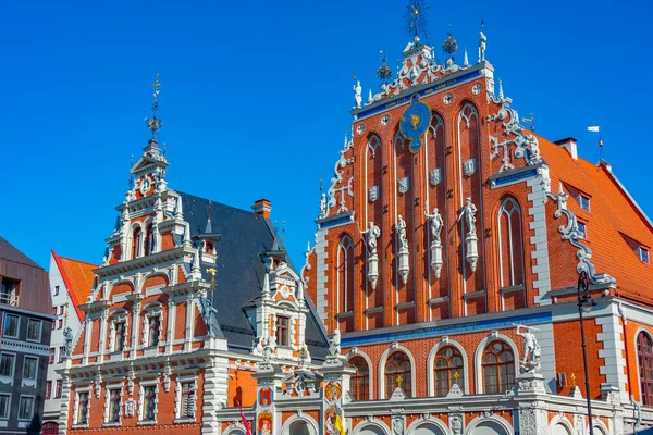 Ratslaukums Square House Blackheads Old Town Riga Latvia — Stockfoto