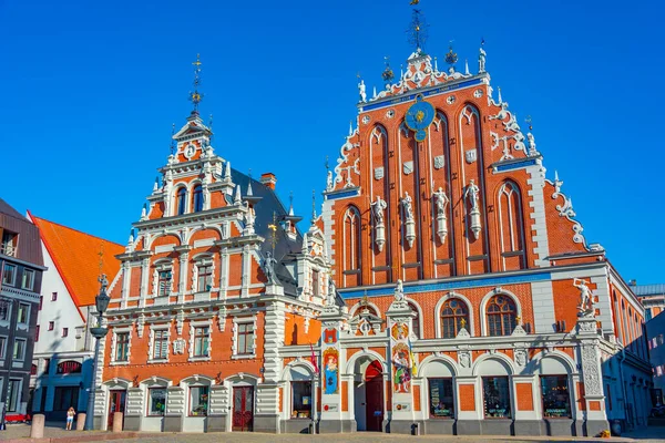 Ratslaukums Square House Blackheads Old Town Riga Latvia — Stok fotoğraf