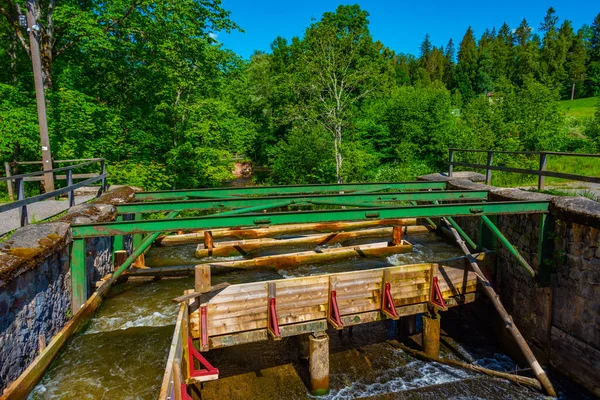 stock image Artificial construction helping trout overcome man-made obstacles during upstream migration.