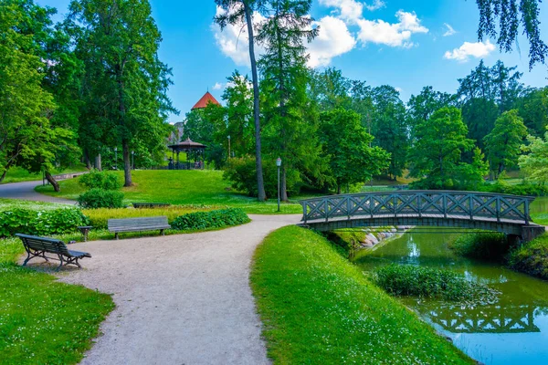 Parque Del Castillo Cesis Letonia — Foto de Stock