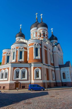 Tallinn, Estonya 'nın Toompea bölgesindeki Alexander Nevski Rus Ortodoks Katedrali.