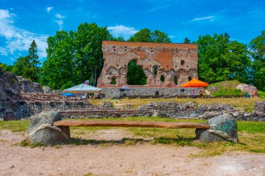 Estonya 'daki Viljandi Kalesi Harabeleri.