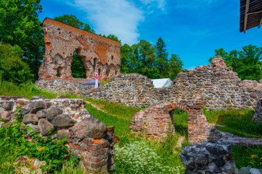 Estonya 'daki Viljandi Kalesi Harabeleri.