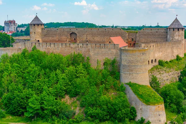 Stock image Ivangorod fortress in Russia viewed from Narva.