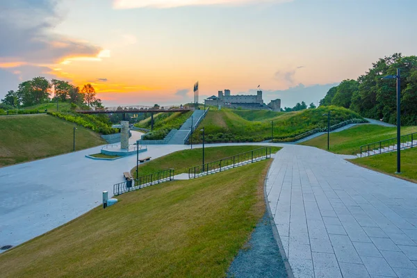 stock image Sunset view of Rakvere castle and venue for cultural events in Estonia.