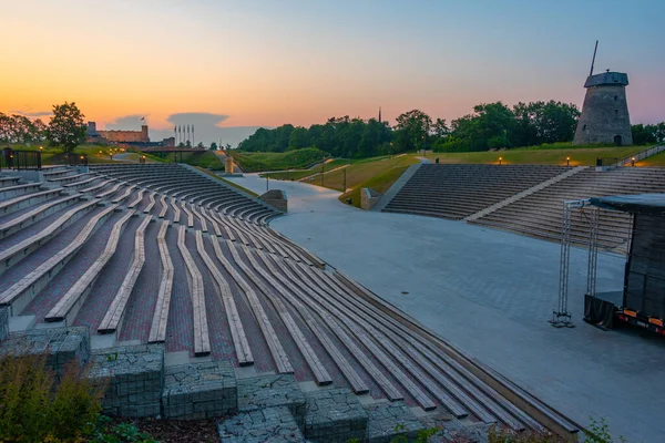 Zonsondergang Uitzicht Rakvere Kasteel Locatie Voor Culturele Evenementen Estland — Stockfoto