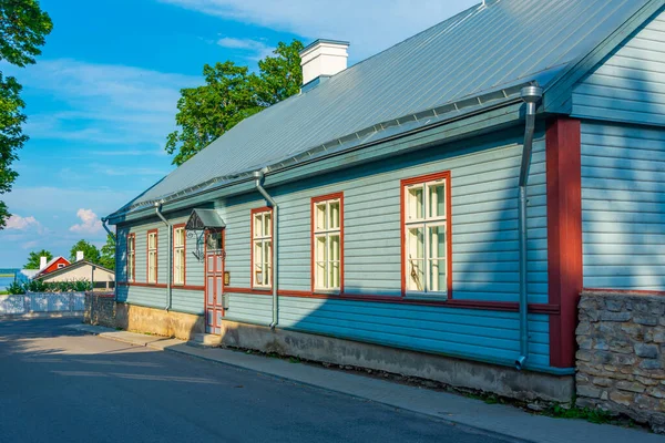 Casas Madeira Cidade Velha Haapsalu Estónia — Fotografia de Stock