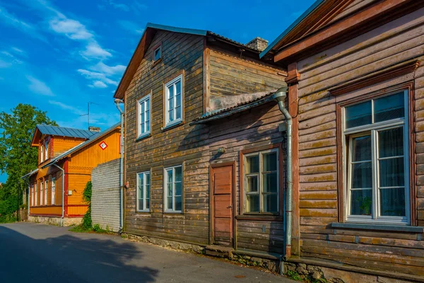 Casas Madeira Cidade Velha Haapsalu Estónia — Fotografia de Stock