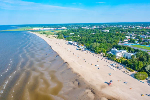 stock image Panorama view of beach at Parnu, Estonia