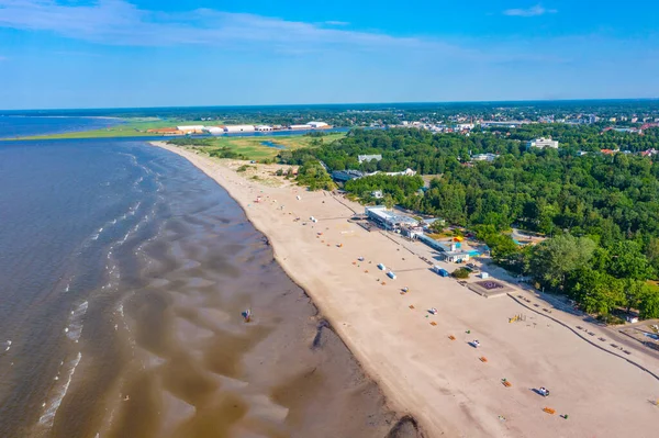 stock image Panorama view of beach at Parnu, Estonia