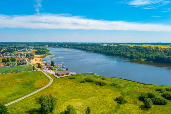 Widok Lotu Ptaka Jezioro Viljandi Estonii Słoneczny Dzień — Zdjęcie stockowe