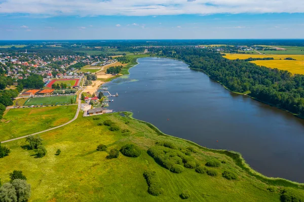 Widok Lotu Ptaka Jezioro Viljandi Estonii Słoneczny Dzień — Zdjęcie stockowe