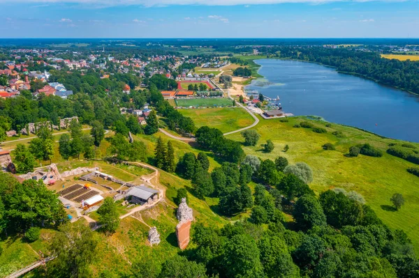 Panorama Uitzicht Viljandi Kasteel Ruïnes Estland — Stockfoto