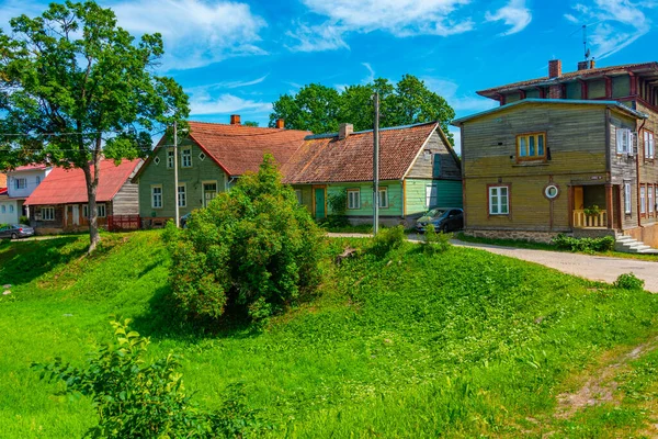 Casas Madeira Cidade Velha Viljandi Estónia — Fotografia de Stock