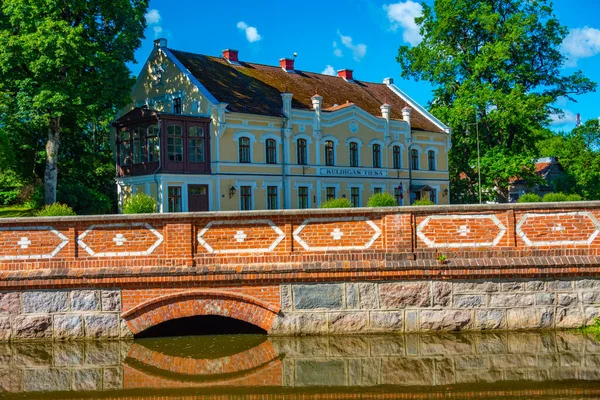 stock image Small bridge in Latvian town Kuldiga.