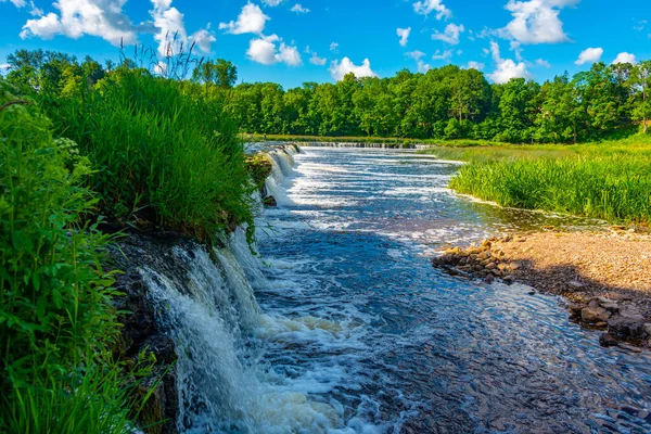 stock image Venta waterfall at Latvian village Kuldiga.