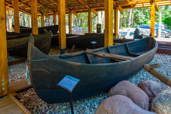 Båtsamling Seaside Open Air Museum Lettiska Ventspils — Stockfoto