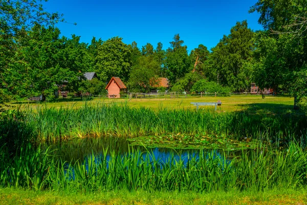 stock image Seaside Open Air Museum in Latvian town Ventspils.