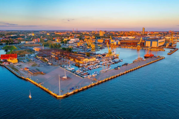 Sonnenuntergang Blick Auf Den Hafen Von Klaipeda Litauen — Stockfoto