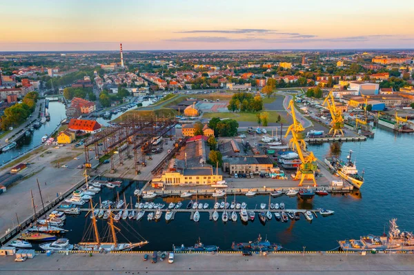 Litvanya Daki Klaipeda Limanının Günbatımı Görünümü — Stok fotoğraf