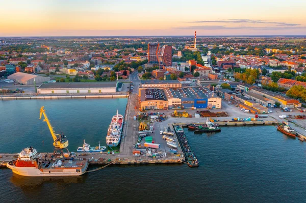 Sonnenuntergang Blick Auf Den Hafen Von Klaipeda Litauen — Stockfoto