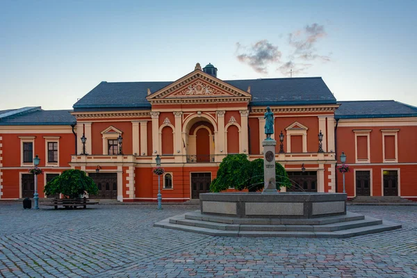 Veduta Tramonto Del Teatro Drammatico Nella Città Lituana Klaipeda — Foto Stock
