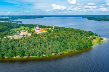 Kaunas, Litvanya 'daki Pazaislis Manastırı ve Kilisesi Panorama Manzarası.