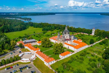Kaunas, Litvanya 'daki Pazaislis Manastırı ve Kilisesi Panorama Manzarası.