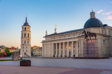 Saint Stanislaus cathedral in the lithuanian capital vilnius during night..