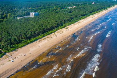 Letonya, Jurmala 'da bir plaj manzarası.