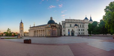 Saint Stanislaus cathedral in the lithuanian capital vilnius during night..