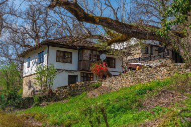 Bulgaristan 'daki Bozhentsi mimari rezervinde geleneksel eski evler.