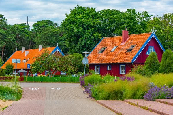 stock image Colorful house at Lithuanian village Nida.