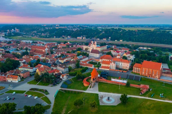 Panorama Sorgere Del Sole Del Centro Storico Kaunas Lituania — Foto Stock