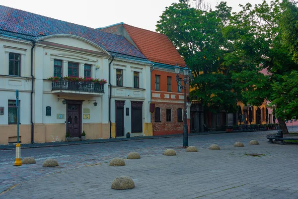 Salida Del Sol Plaza Del Casco Antiguo Kaunas Lituania — Foto de Stock