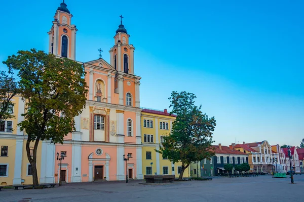 Pohled Východ Slunce Kostel Františka Xaviera Kaunasu Litva — Stock fotografie