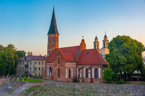 Vue Lever Soleil Église Vytautas Grand Kaunas Lituanie — Photo