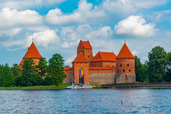 Widok Zamek Trokach Litwie — Zdjęcie stockowe