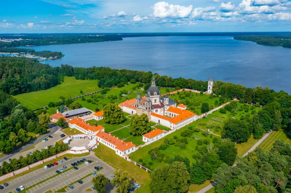 stock image Panorama view of Pazaislis Monastery and church in Kaunas, Lithuania.