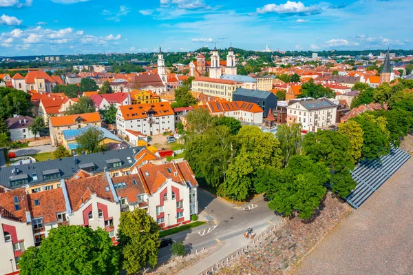 stock image Panorama view of the old town of Kuanas, Lithuania.